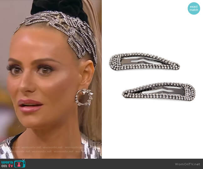 Rhinestone Snap Clips by Kitsch x Justine Marjan worn by Dorit Kemsley on The Real Housewives of Beverly Hills