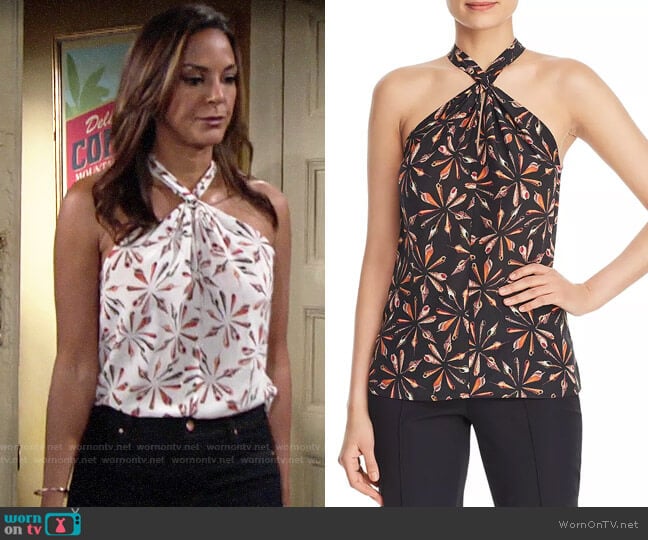 Kobi Halperin Sari Printed Top worn by Celeste Rosales (Eva LaRue) on The Young and the Restless