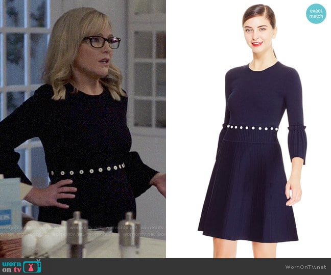 Lela Rose Knit Pleated Skirt Dress worn by Sheila Sazs (Rachael Harris) on Suits