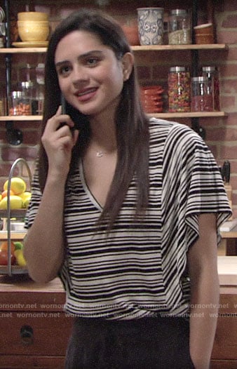 Lola’s striped flutter sleeve tee on The Young and the Restless
