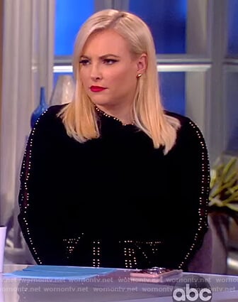 Meghan’s black studded trim dress on The View