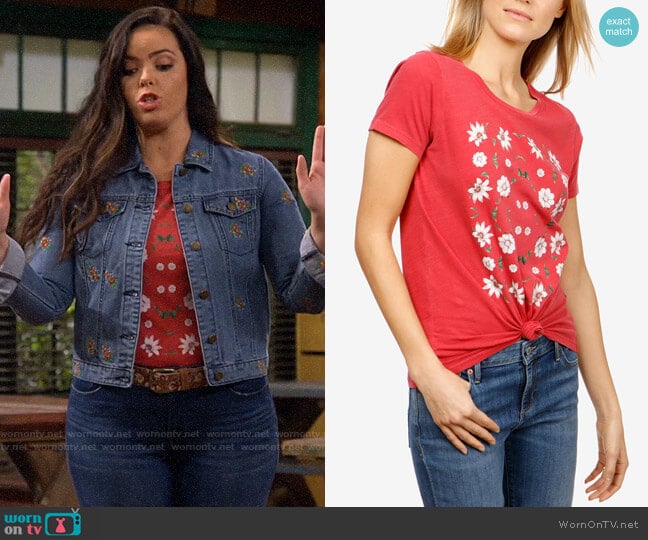 Lucky Brand Floral T-shirt worn by Lou Hockhauser (Miranda May) on Bunkd