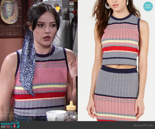 Lucy Paris Kylie Sleeveless Cropped Sweater worn by Tessa Porter (Cait Fairbanks) on The Young and the Restless