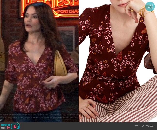 Wornontv Elizabeths Red Floral And Butterfly Print Top On General Hospital Rebecca Herbst