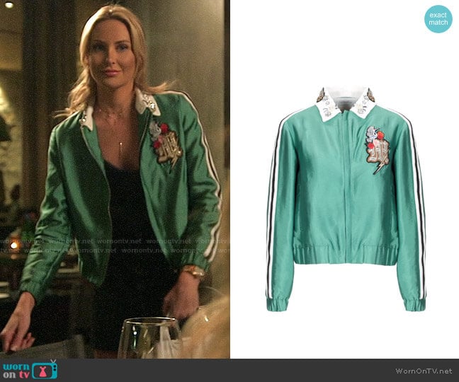 Maje Embellished Collar Bomber Jacket worn by Stephanie Pratt (Stephanie Pratt) on The Hills New Beginnings