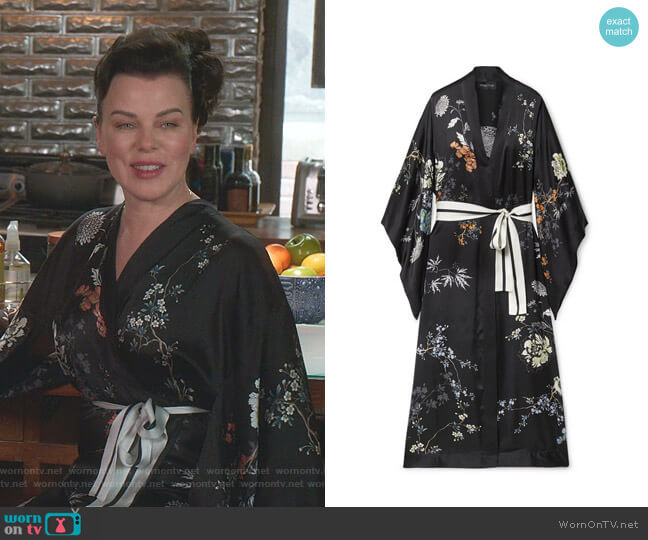 Floral-Print Silk-Satin Robe by Meng worn by Maggie (Debi Mazar) on Younger