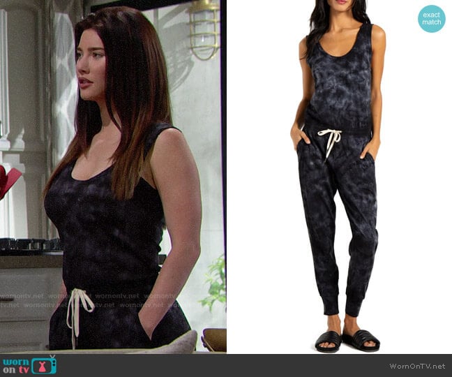 n:Philanthropy Opal Tie Dye Jumpsuit worn by Steffy Forrester (Jacqueline MacInnes Wood) on The Bold and the Beautiful