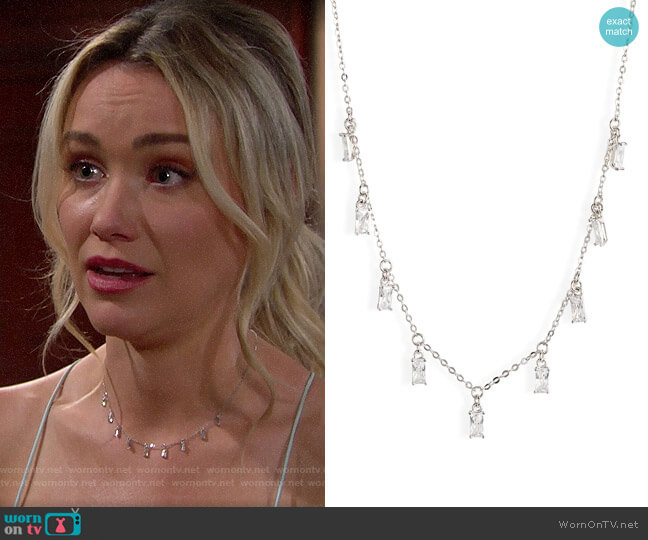 Nordstrom Cubic Zirconia Baguette Shaker Necklace worn by Flo Fulton (Katrina Bowden) on The Bold and the Beautiful