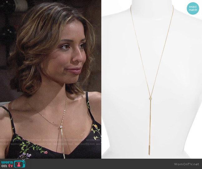 Nordstrom Pavé Slide Bolo Necklace worn by Elena Dawson (Brytni Sarpy) on The Young and the Restless