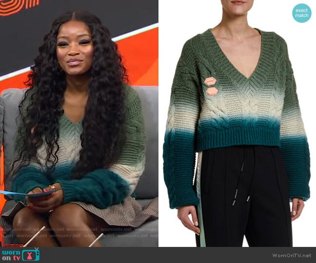 Wool-Cashmere Tie-Dye V-Neck Sweater by Off-White worn by Keke Palmer on Good Morning America