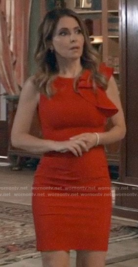 Olivia’s red side ruffle dress on General Hospital