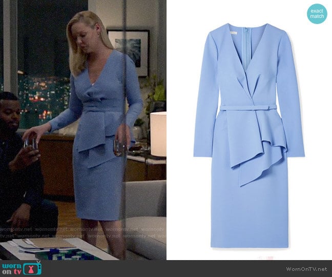 Oscar de la Renta Draped stretch wool-blend dress worn by Samantha Wheeler (Katherine Heigl) on Suits