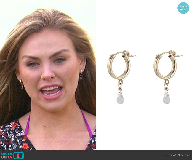 Chubby Hoop Earrings with Gems by Peggy Li worn by Hannah Brown on The Bachelorette