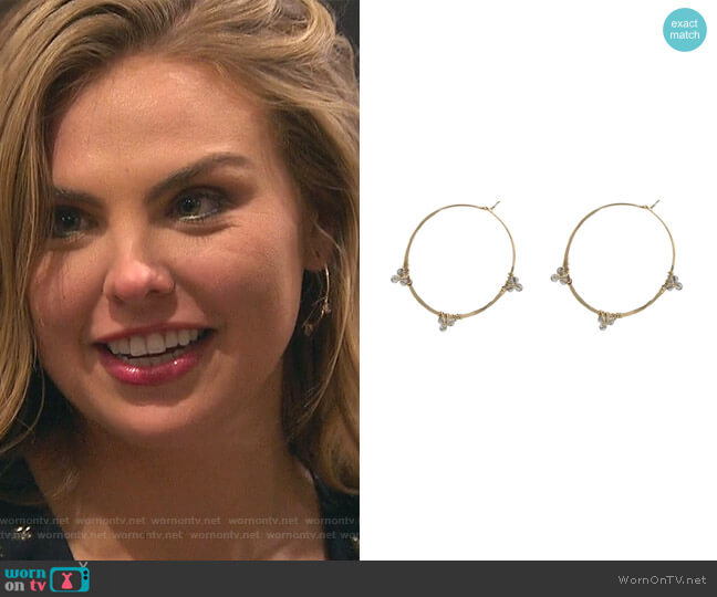 Gemmed Hoop Earrings by Peggy Li worn by Hannah Brown on The Bachelorette