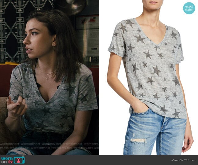 Cara Star V-Neck Short-Sleeve T-Shirt by Rails worn by Sammi Karras (Katelyn Nacon) on Light as a Feather