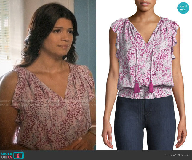 Ramy Brook Donnie Top worn by Xiomara Villanueva (Andrea Navedo) on Jane the Virgin