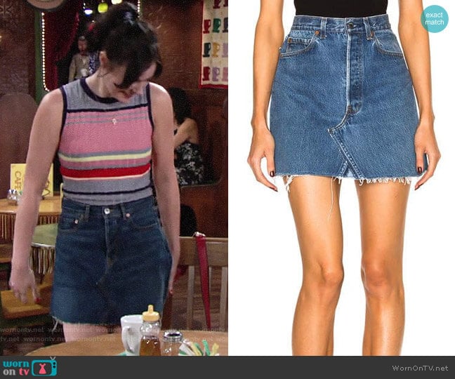 Re/Done x Levis High Rise Mini Skirt worn by Tessa Porter (Cait Fairbanks) on The Young and the Restless