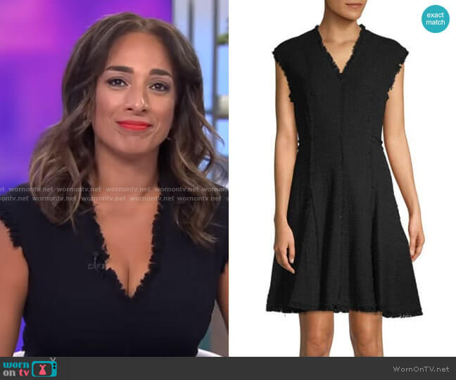 Rebecca Taylor V-Neck Tweed Dress worn by Michelle Miller on CBS Mornings