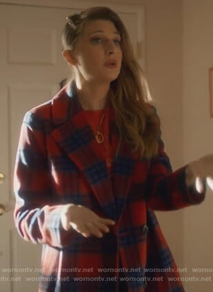 Nomi's red and blue plaid coat on Grown-ish