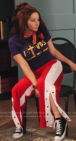Jade's red side stripe pants on Family Reunion