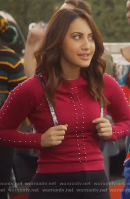 Ana's red studded sweater on Grown-ish