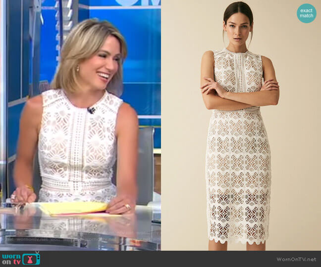 WornOnTV: Amy’s white sleeveless lace dress on Good Morning America ...