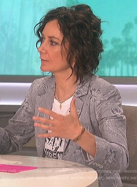 Sara’s white Saint Laurent tee on The Talk