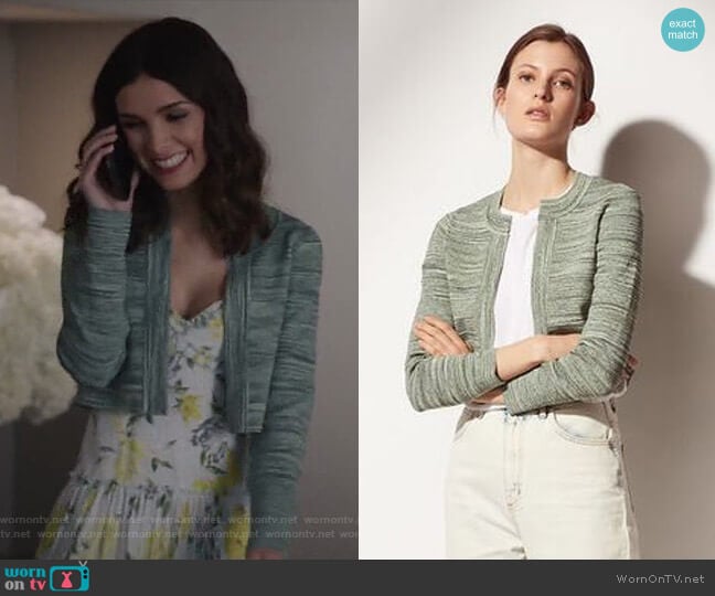 Varda Cropped Cardigan by Sandro worn by Alicia Mendoza (Denyse Tontz) on Grand Hotel