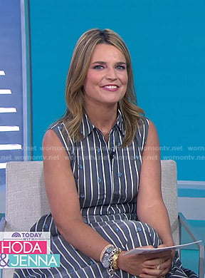 WornOnTV: Savannah’s grey striped sleeveless shirtdress on Today ...