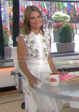 Savannah’s white embroidered shirtdress on Today