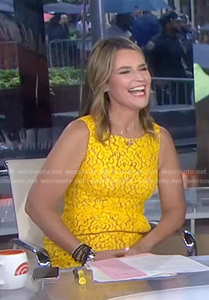 Savannah’s yellow lace sleeveless dress on Today