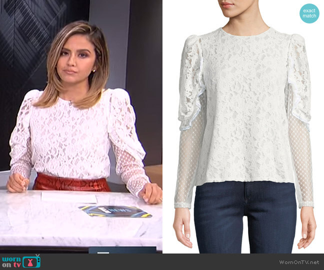 Lace Sheer Sleeve Blouse by See by Chloe worn by Erin Lim on E! News