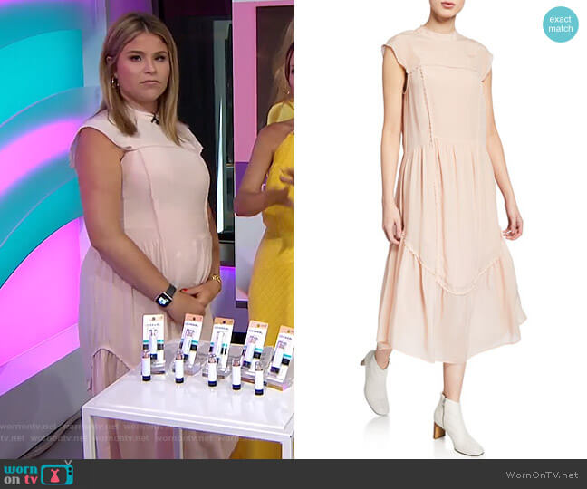 Scalloped Cap-Sleeve High-Neck Midi Dress by See by Chloe worn by Jenna Bush Hager on Today