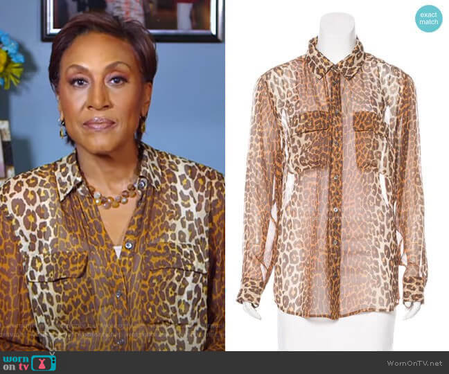 Silk Leopard Top by Equipment worn by Robin Roberts on Good Morning America