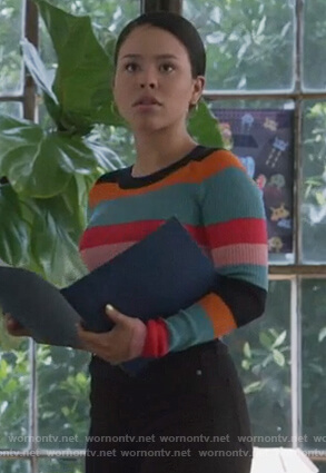 Mariana’s striped ribbed sweater on Good Trouble
