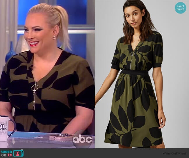 WornOnTV: Meghan’s khaki leaf print dress on The View | Meghan McCain ...