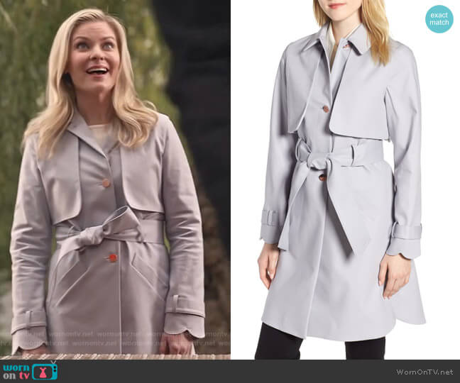 Scallop Detail Trench Coat by Ted Baker worn by Stephanie Borden (Kylee Evans) on Good Witch