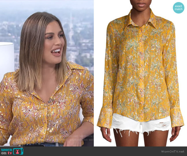 Floral Button-Down Blouse by The Kooples worn by Carissa Loethen Culiner  on E! News