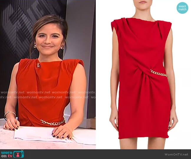 Gathered Crepe & Chain Trim Dress by The Kooples worn by Erin Lim on E! News