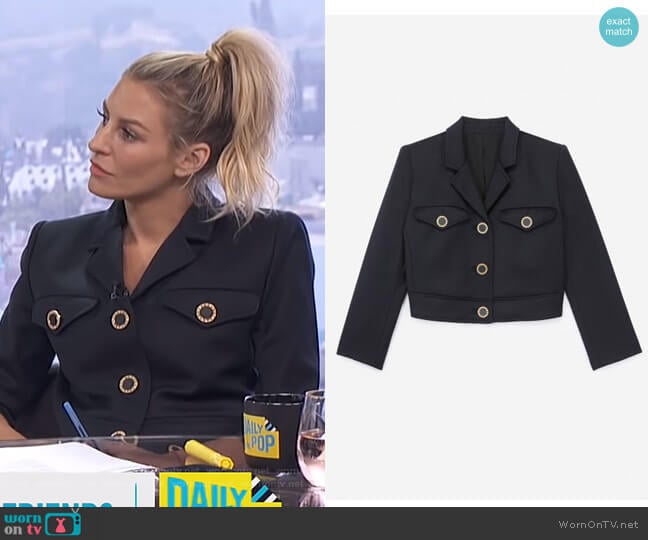 Cropped Jacket by The Kooples worn by Morgan Stewart on E! News