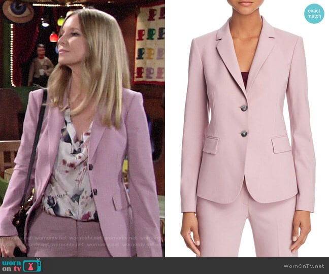 Theory Dusty Lilac Carissa Blazer worn by Christine Blair Williams (Lauralee Bell) on The Young and the Restless