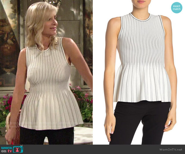 Theory Sleeveless Peplum Blouse worn by Ashley Abbott (Eileen Davidson) on The Young and the Restless