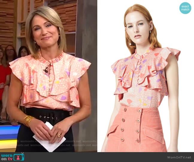 Blis Top by Three Floor worn by Amy Robach on Good Morning America