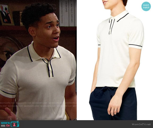 Topman Tipped Polo worn by Xander Avant (Adain Bradley) on The Bold and the Beautiful