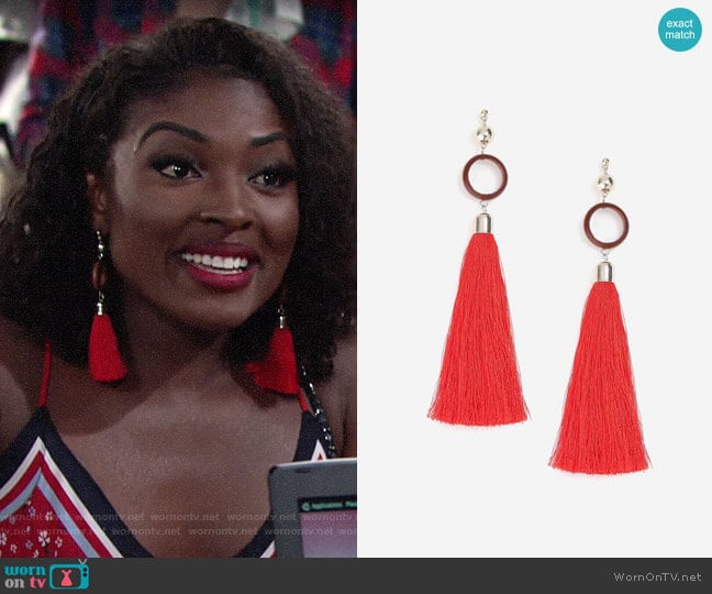 Topshop Circle and Tassel Drop Earrings worn by Ana Hamilton (Loren Lott) on The Young and the Restless