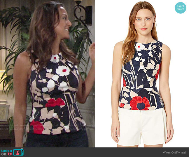 Trina Turk Milagro Top worn by Celeste Rosales (Eva LaRue) on The Young and the Restless