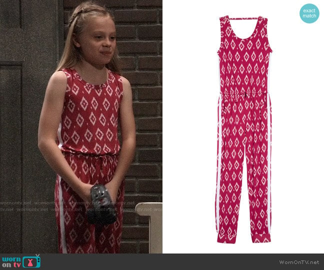 Tucker + Tate Print Knit Jumpsuit worn by Charlotte Cassadine (Scarlett Fernandez) on General Hospital