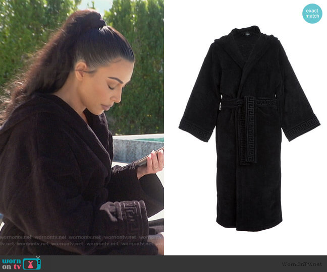 Medusa Classic Hooded Bathrobe by Versace worn by Kim Kardashian on Keeping Up with the Kardashians