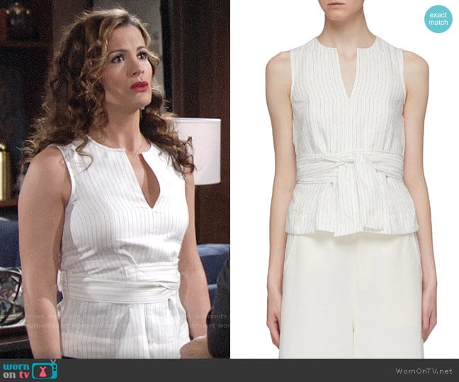 Vince Sash Tie Waist Pinstripe Tank Top worn by Chelsea Lawson (Melissa Claire Egan) on The Young and the Restless