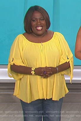 Sheryl’s yellow tie sleeve top on The Talk